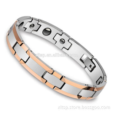 Fashion design rose gold plated health hematite magnetic tungsten bracelet